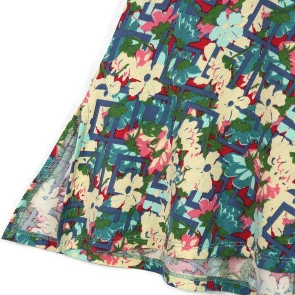 LuLaRoe Perfect T Shirt Top Blouse Yellow Blue Green Pink Floral L Large - Picture 7 of 12